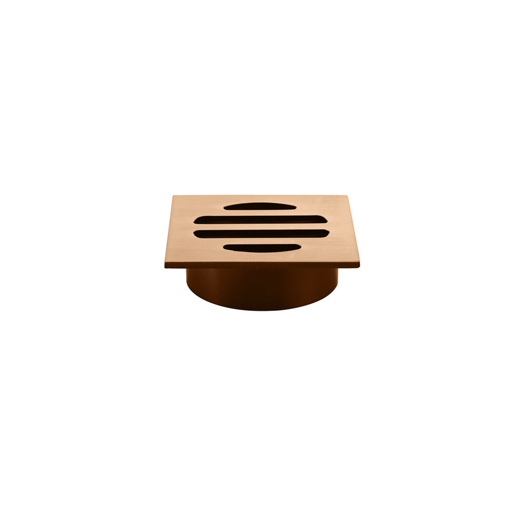 Square Floor Grate Shower Drain 50mm outlet in Tiger Bronze - front view