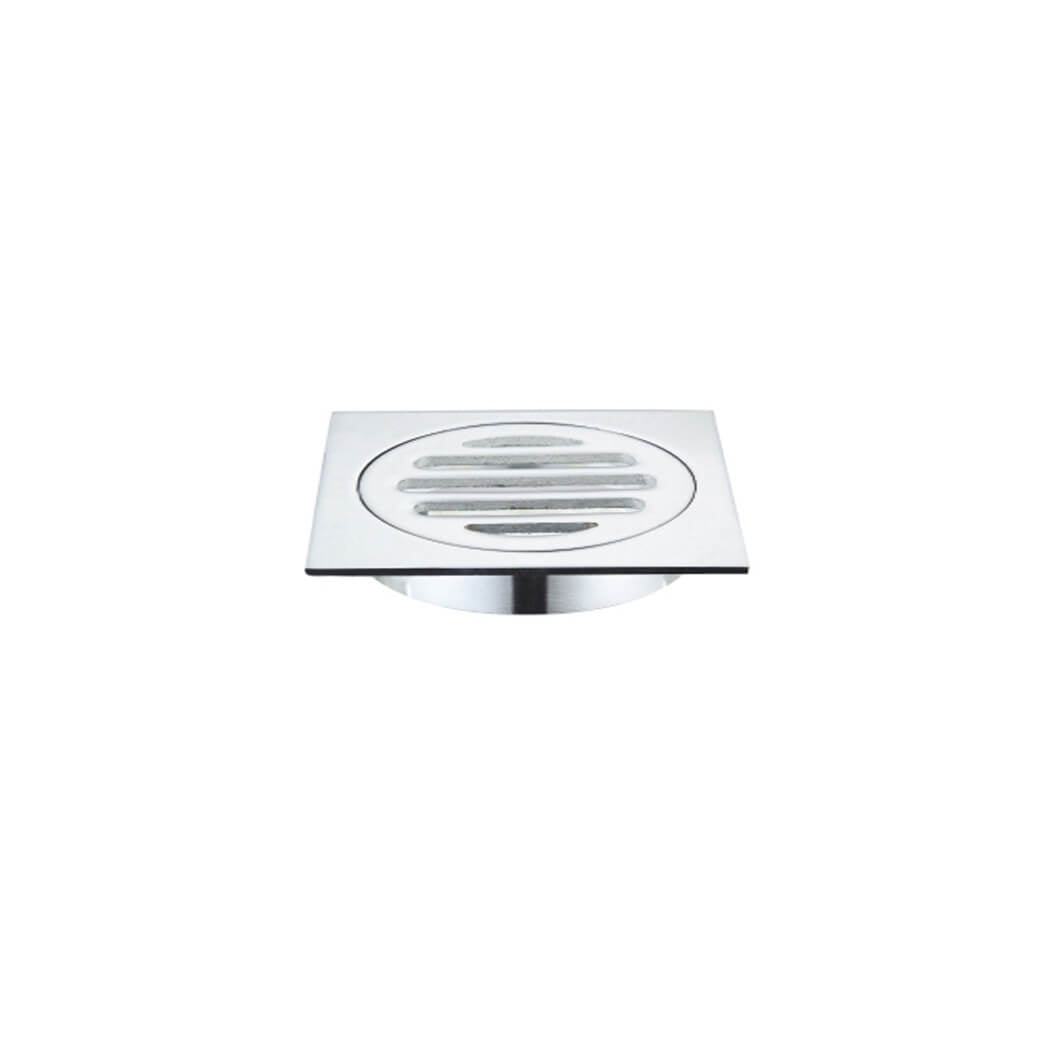 Square Floor Grate Shower Drain 80mm outlet - side profile view