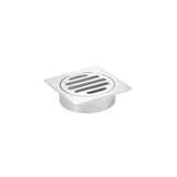 Square Floor Grate Shower Drain 80mm outlet - Polished Chrome