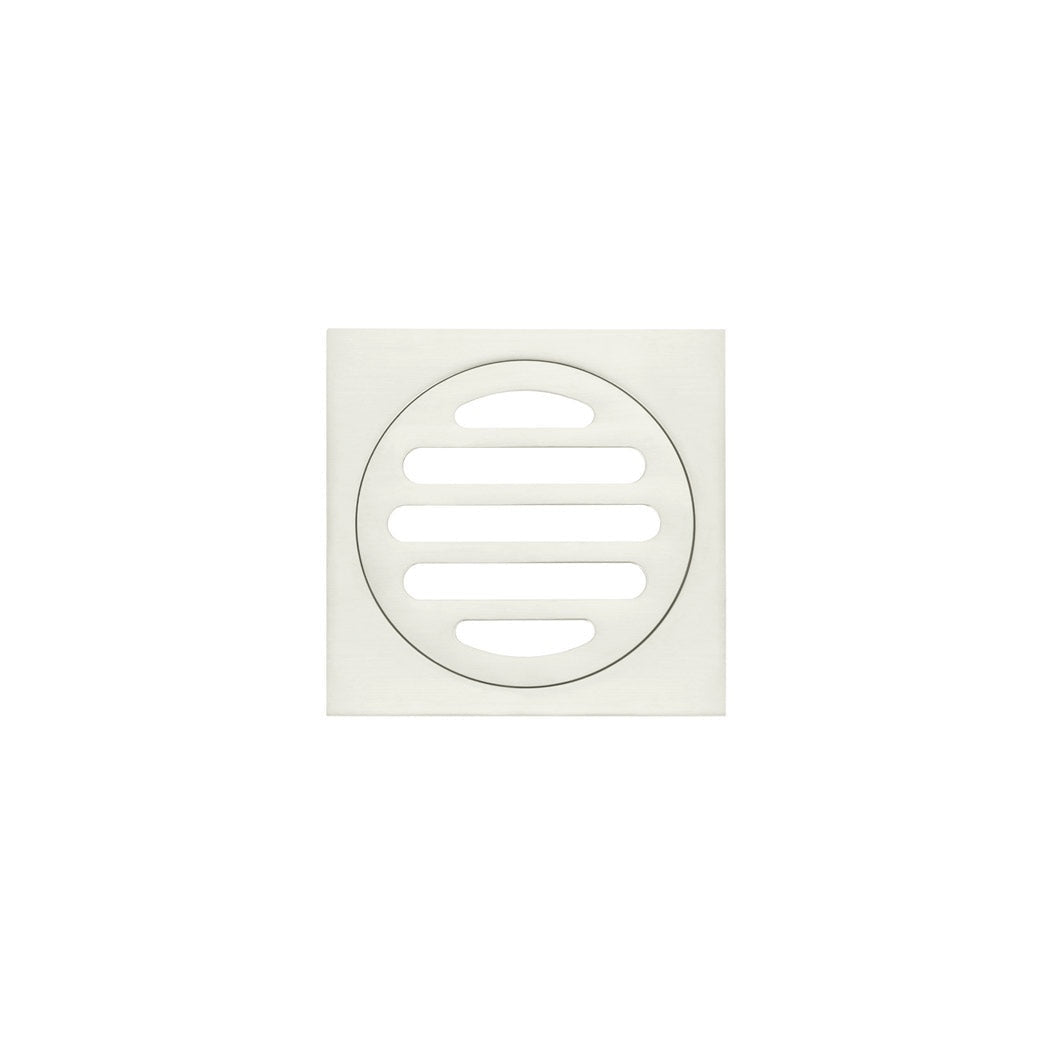 Square Floor Grate Shower Drain 80mm outlet - Brushed Nickel