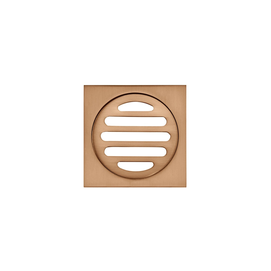 Square Floor Grate Shower Drain 80mm outlet - Lustre Bronze