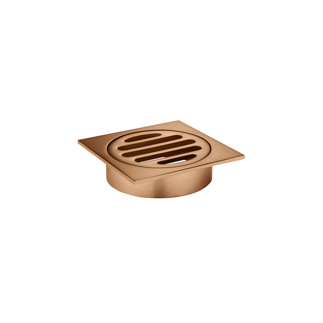 Square Floor Grate Shower Drain 80mm outlet - Lustre Bronze