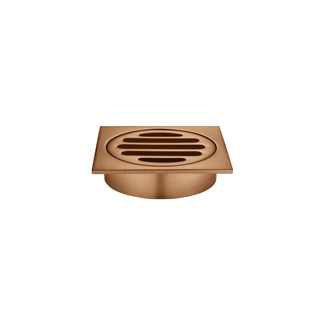Square Floor Grate Shower Drain 80mm outlet - Lustre Bronze