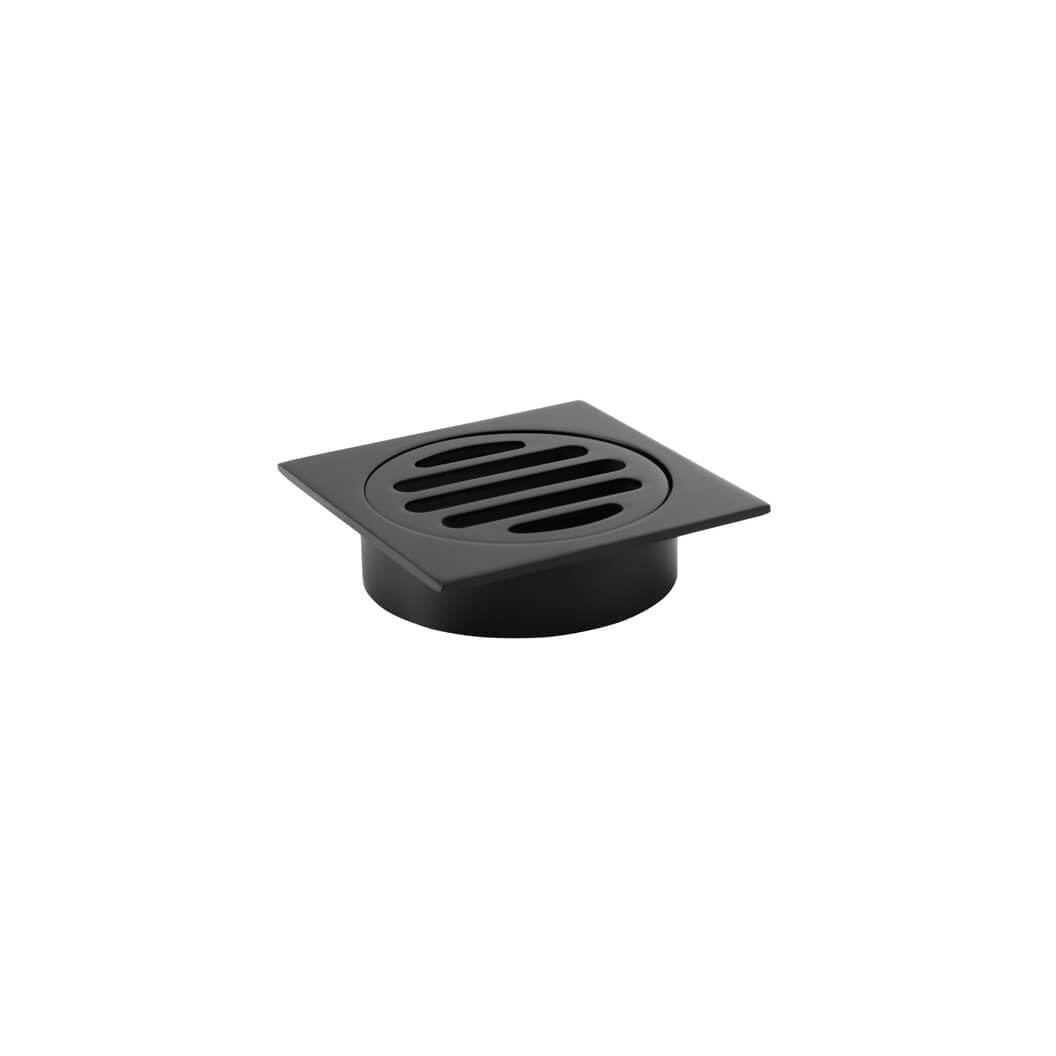 Square Floor Grate Shower Drain 80mm outlet - Matte Black