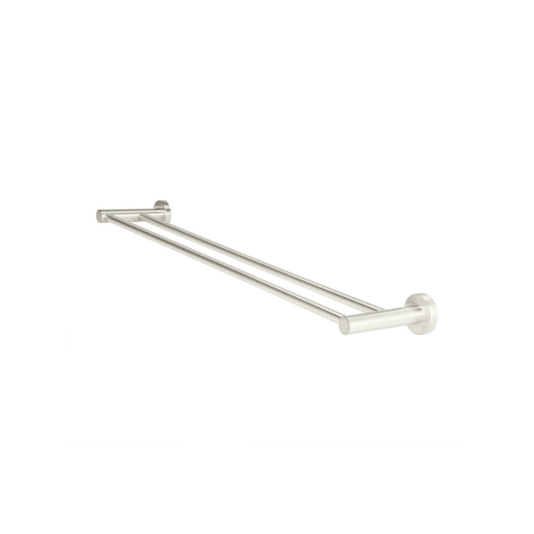 Round Double Towel Rail 600mm - Brushed Nickel