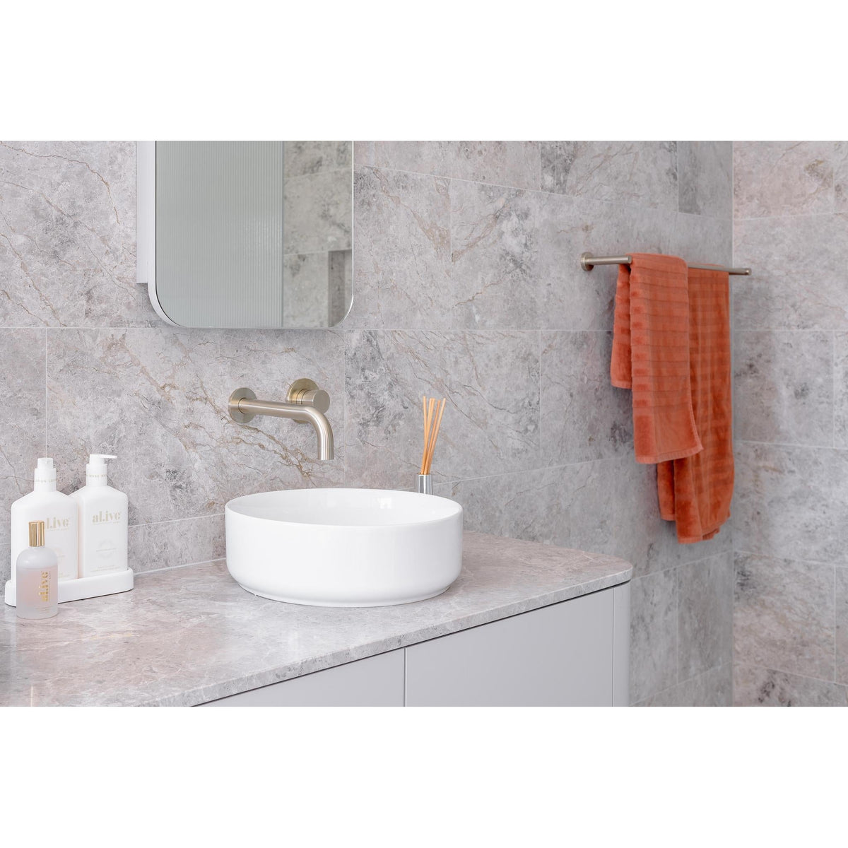 Round Double Towel Rail 900mm - Brushed Nickel