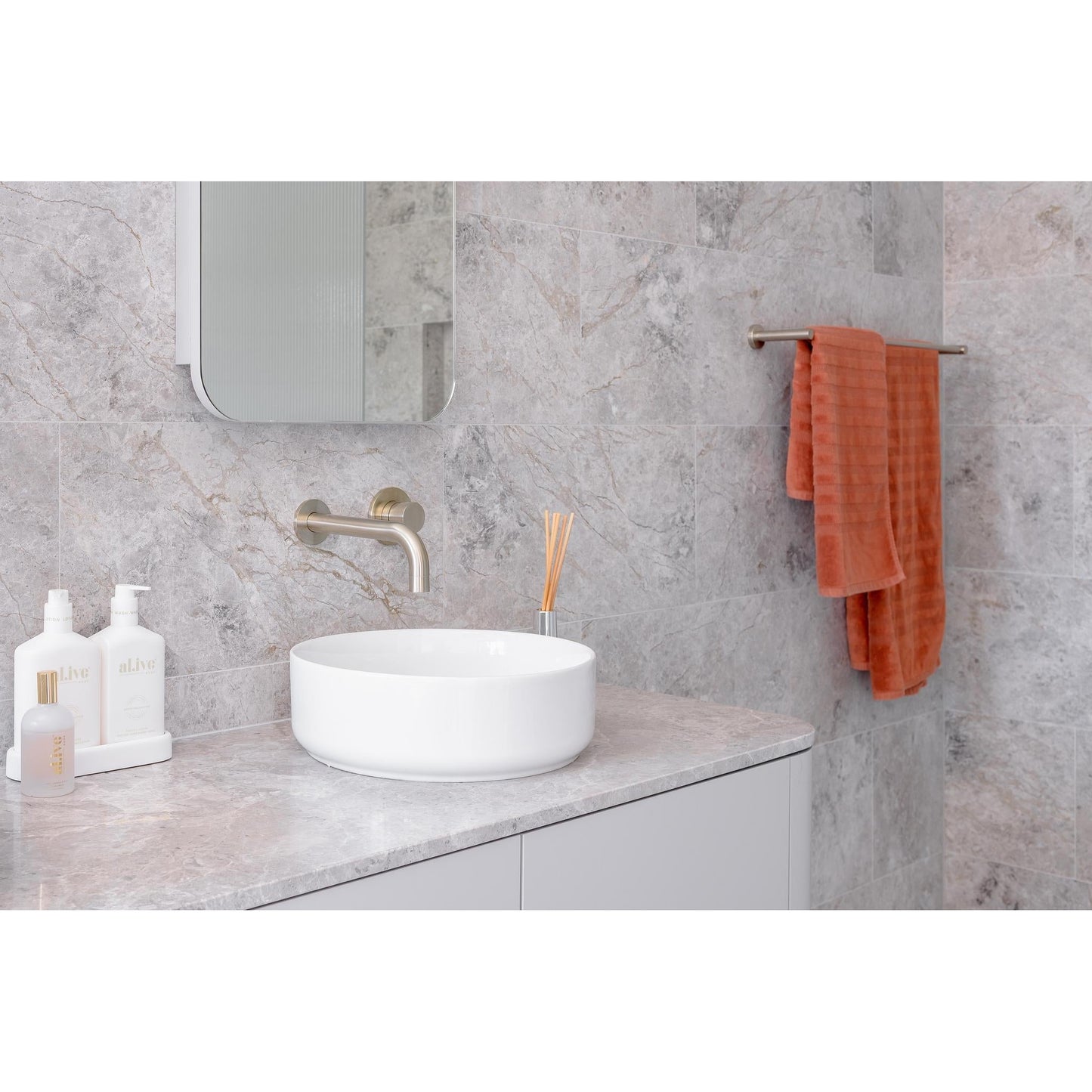 Round Double Towel Rail 900mm - Brushed Nickel