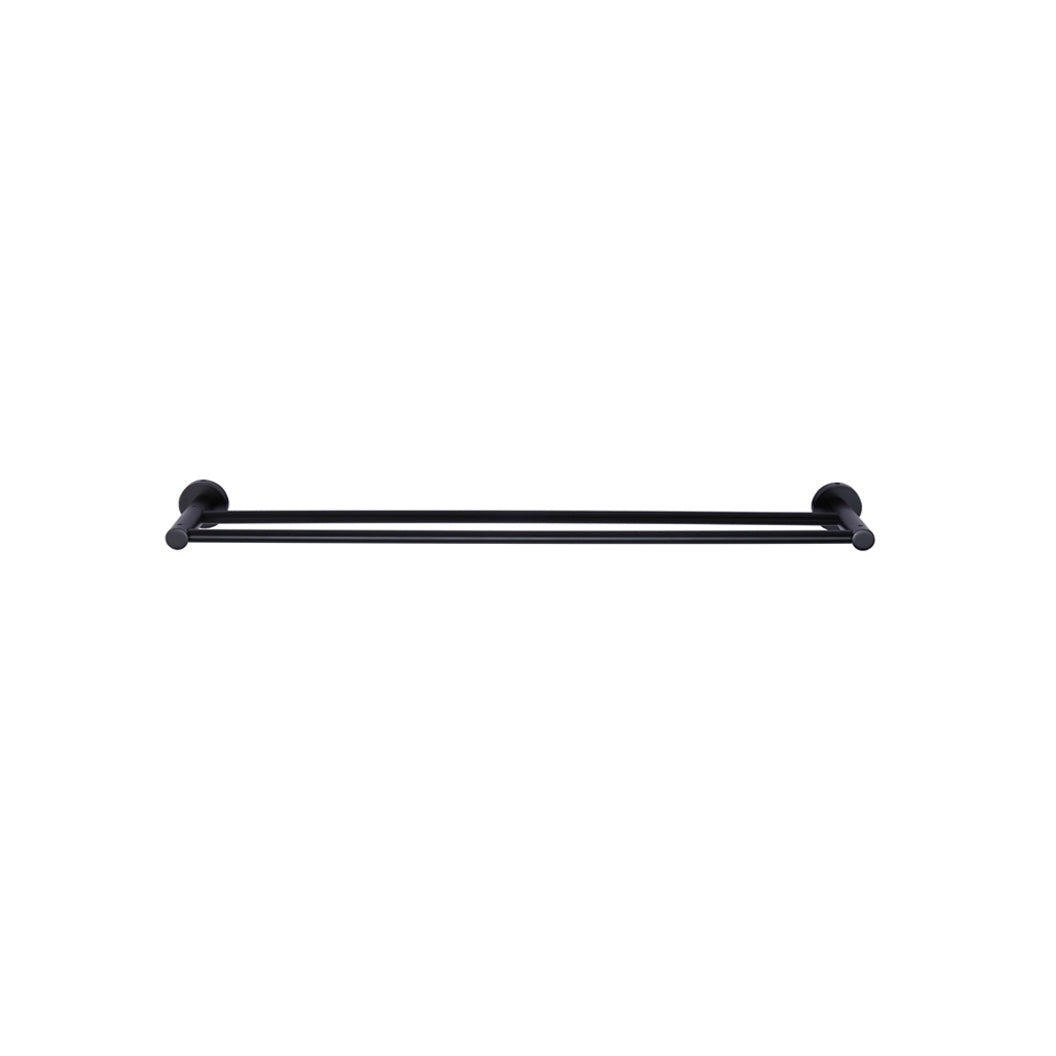 Round Double Towel Rail 900mm - Matte Black