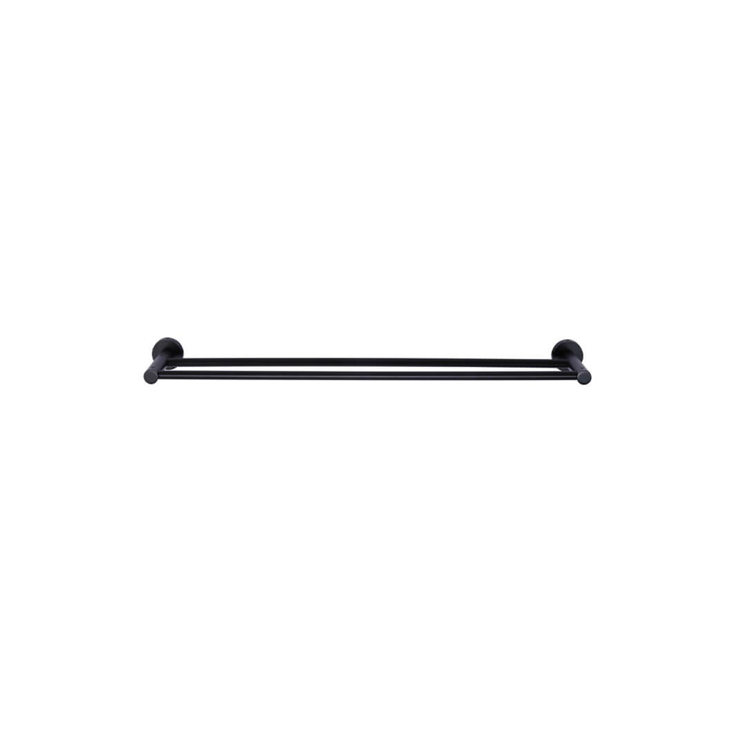 Round Double Towel Rail 600mm - Matte Black