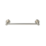 Round Single Towel Rail 300mm in Brushed Nickel - angled product view