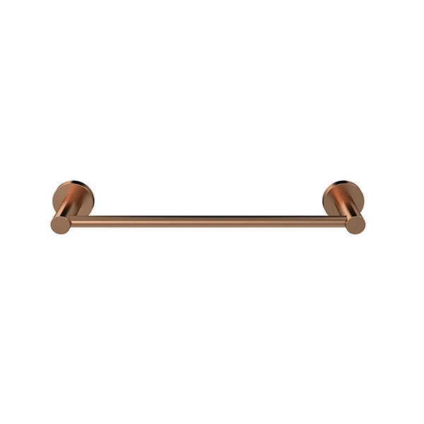 Round Single Towel Rail 300mm in Tiger Bronze - side profile view
