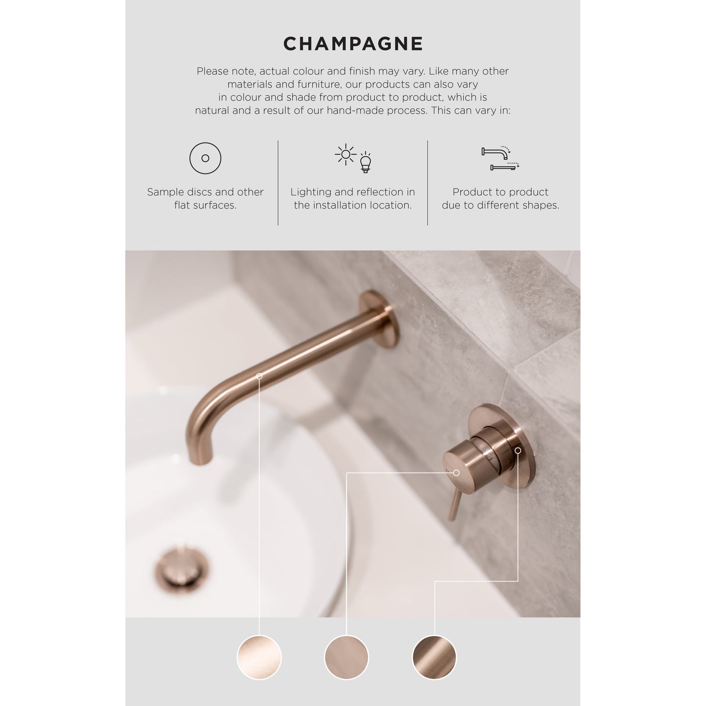 Round Single Towel Rail 600mm - Champagne