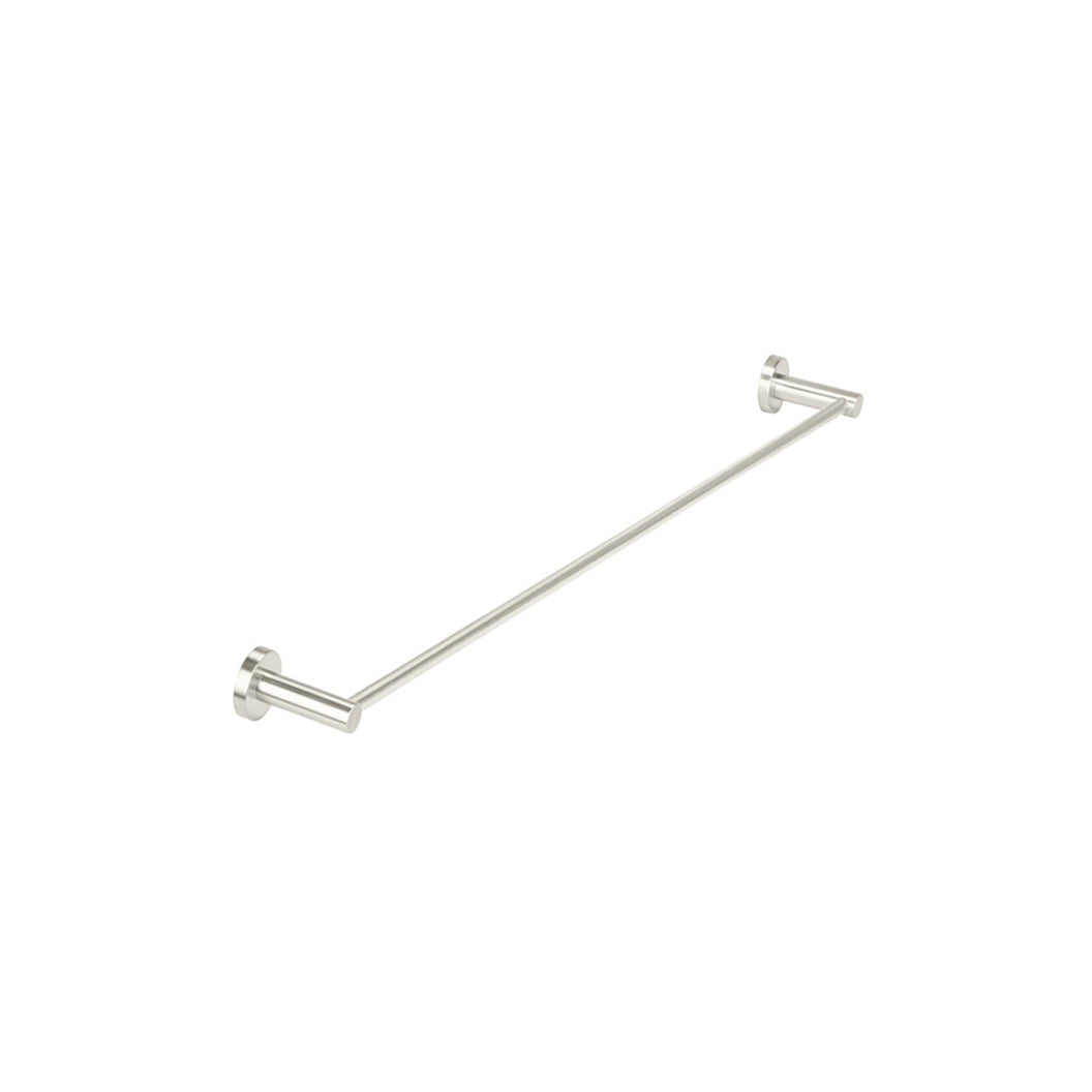 Round Single Towel Rail 900mm in Brushed Nickel - angled product view