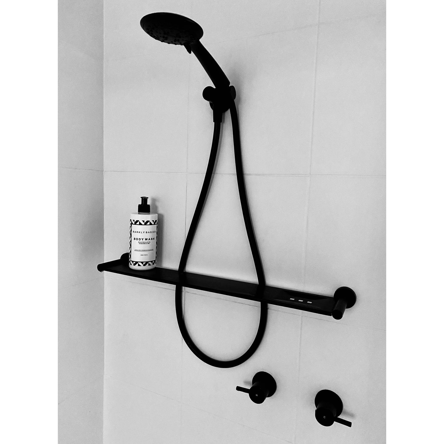 Round Bathroom Shelf - Matte Black
