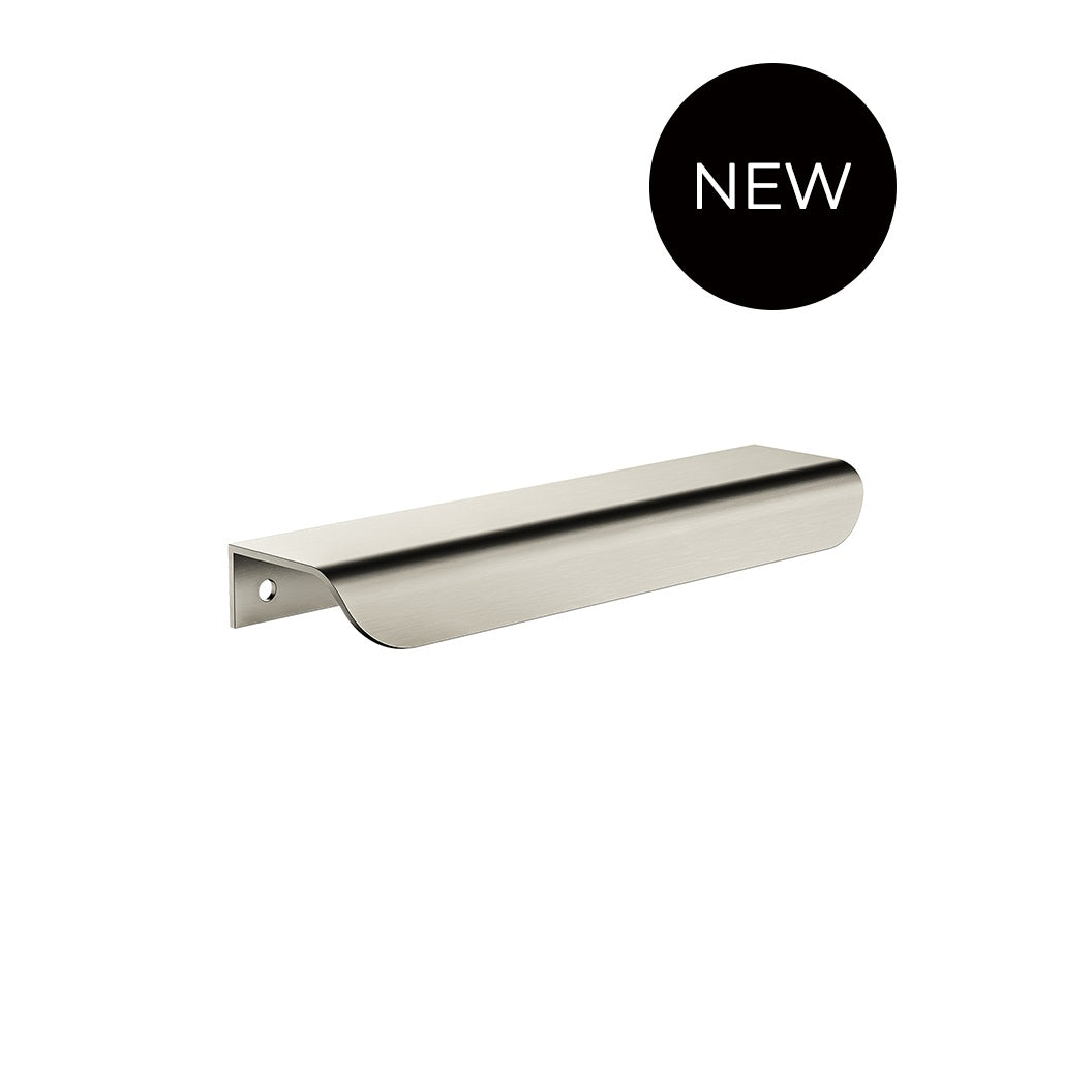 Oppen Edge-Pull 150mm Cabinet Handle in Brushed Nickel - close-up detail view