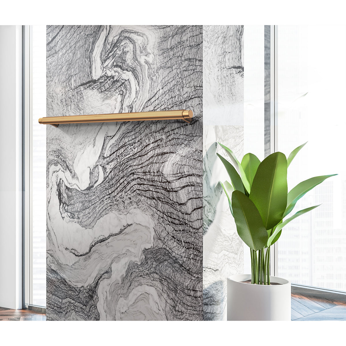 Oppen Round Pull 328mm Cabinet Handle (Linear) in Tiger Bronze - close-up detail view