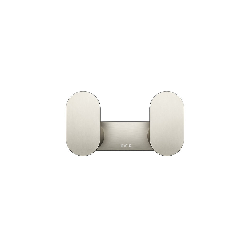 Curvae Double Robe Hook in Brushed Nickel - close-up detail view