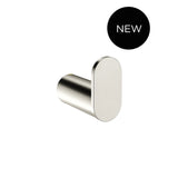Curvae Single Robe Hook in Brushed Nickel - close-up detail view