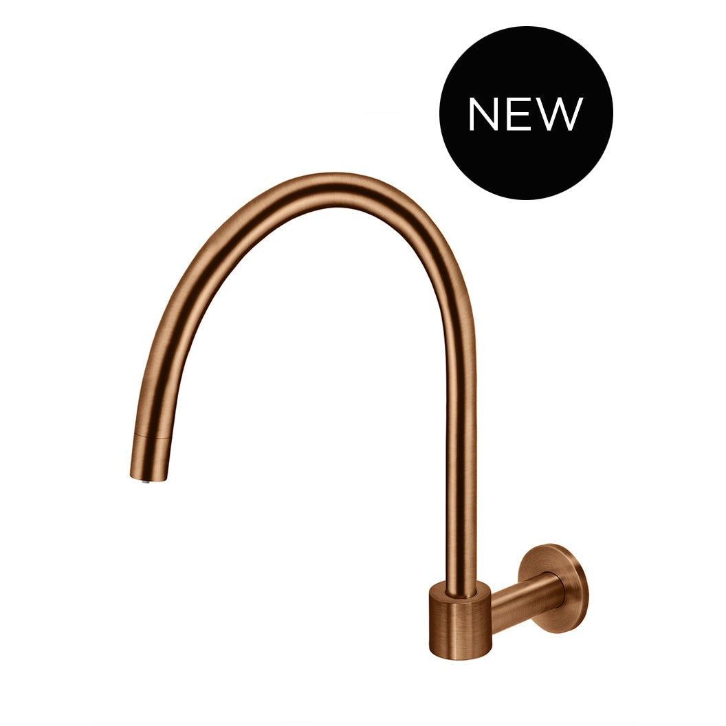 Round High-Rise Swivel Wall Spout in Tiger Bronze - angled product view