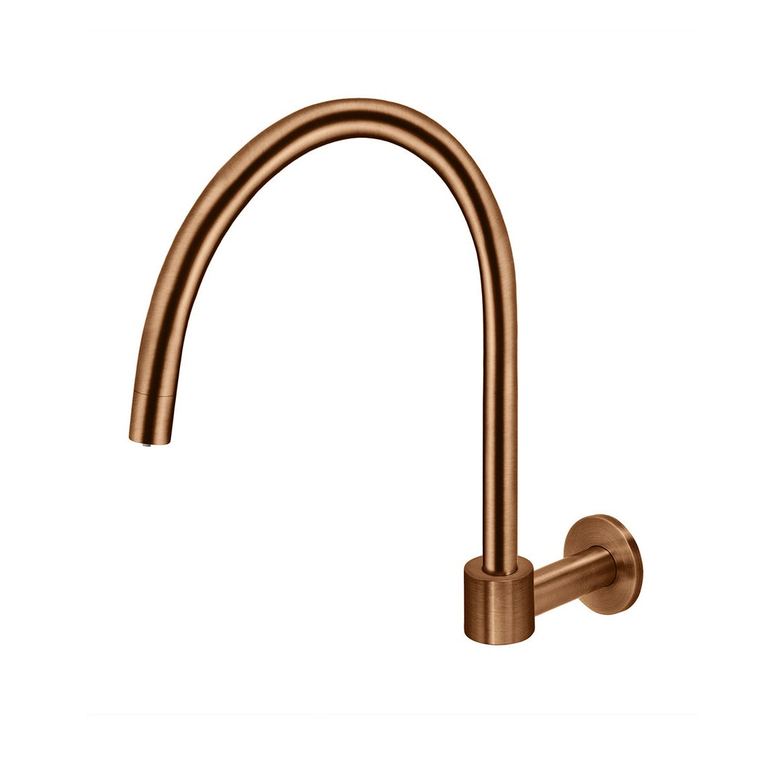 Round High-Rise Swivel Wall Spout in Tiger Bronze - rear mounting detail