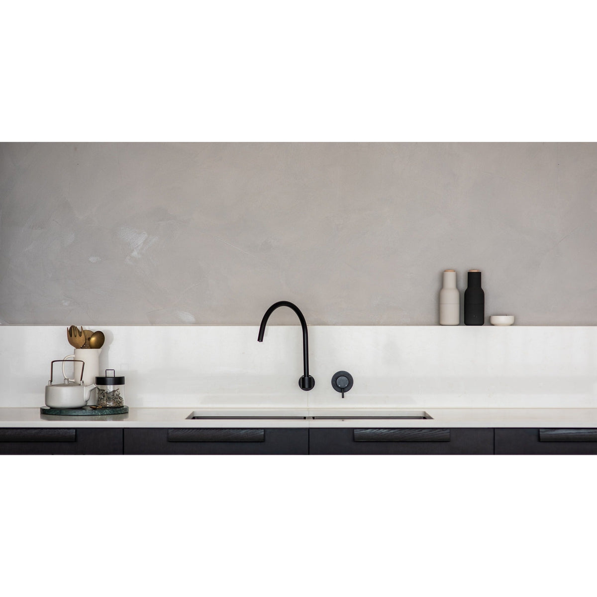 Round High-Rise Swivel Wall Spout - side profile view