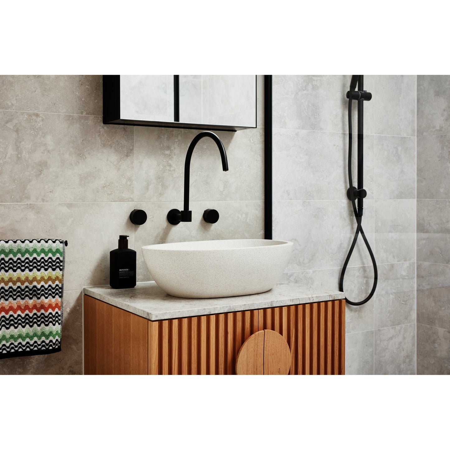 Round High-Rise Swivel Wall Spout - Matte Black