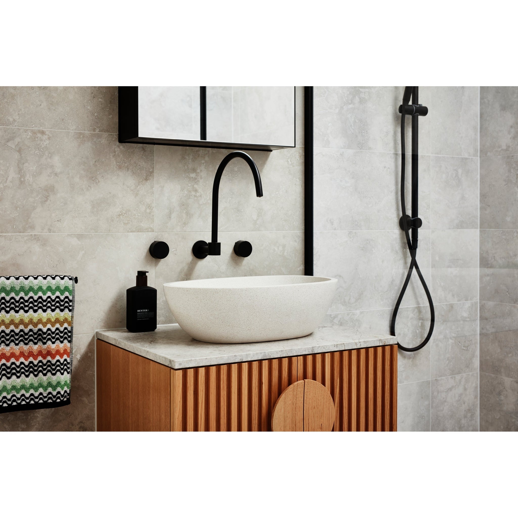 Round High-Rise Swivel Wall Spout - Matte Black