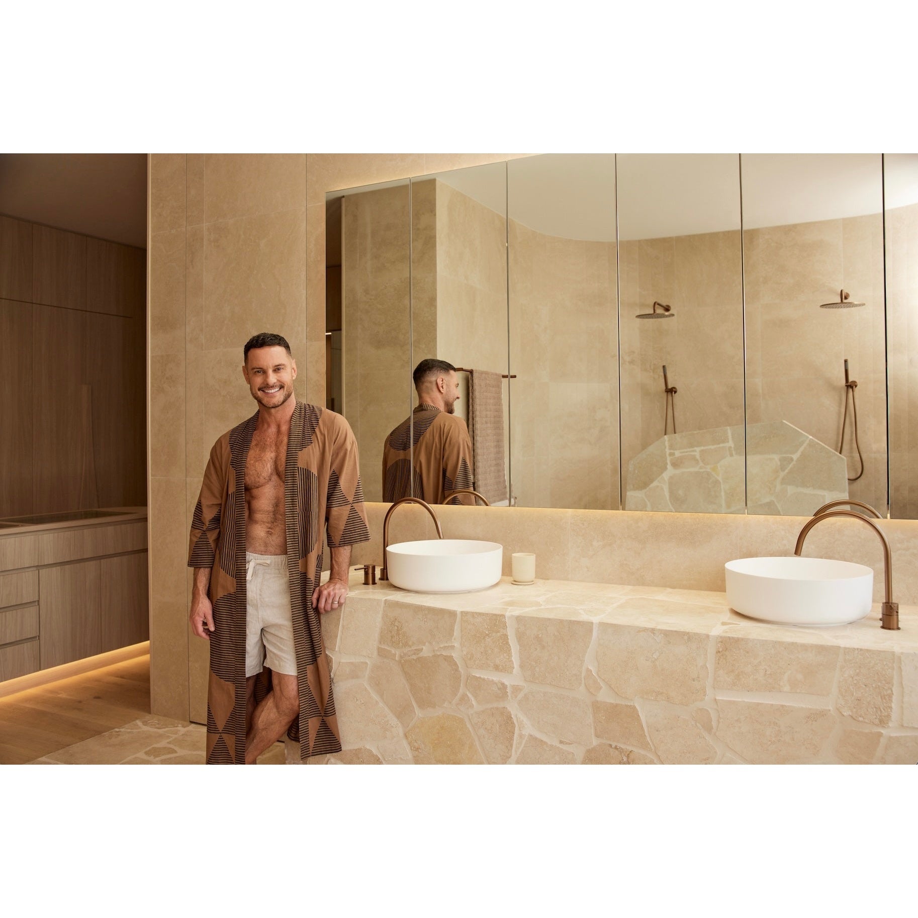 Round High-Rise Swivel Hob Spout - Lustre Bronze