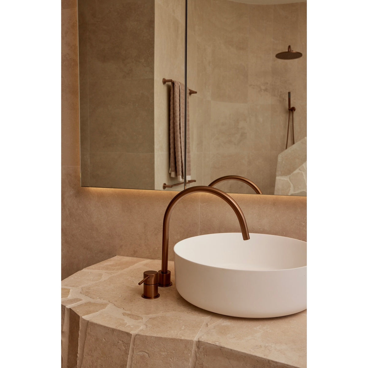 Round High-Rise Swivel Hob Spout - Lustre Bronze