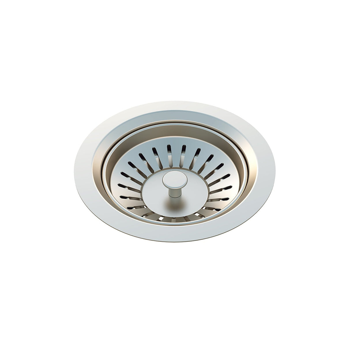 Sink Strainer and Waste Plug Basket with Stopper in Brushed Nickel - rear mounting detail