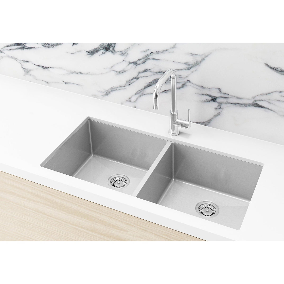 Sink Strainer and Waste Plug Basket with Stopper - Brushed Nickel