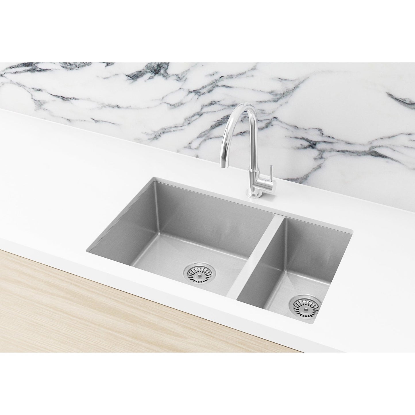Sink Strainer and Waste Plug Basket with Stopper - Brushed Nickel