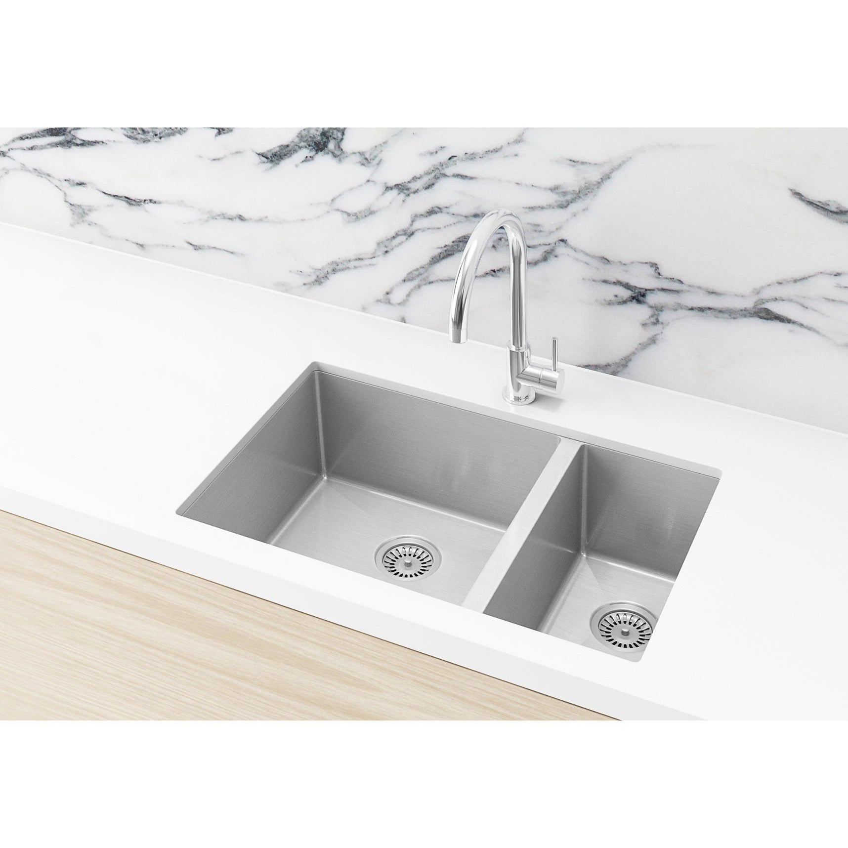 Sink Strainer and Waste Plug Basket with Stopper - Brushed Nickel