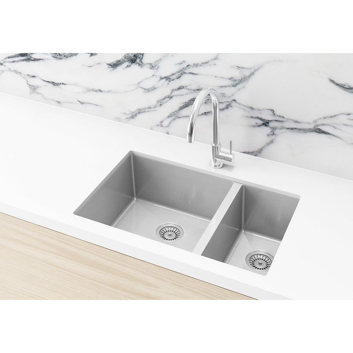 Sink Strainer and Waste Plug Basket with Stopper - Brushed Nickel