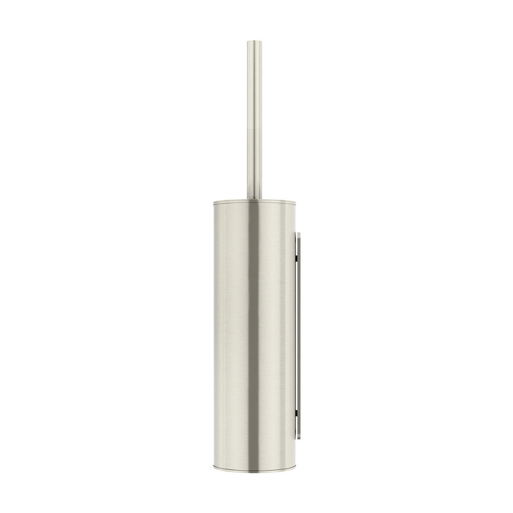 Round Toilet Brush and Holder - Brushed Nickel