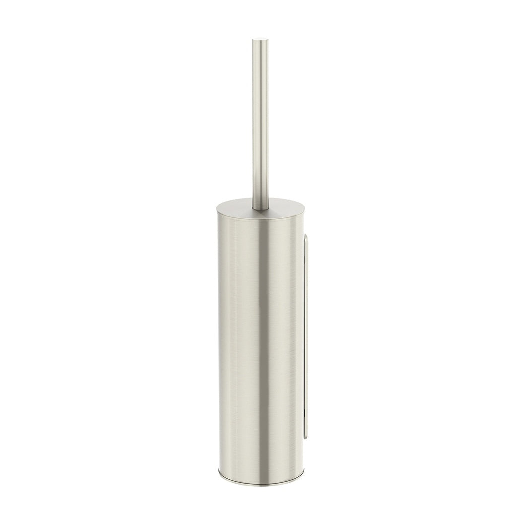 Round Toilet Brush and Holder - Brushed Nickel