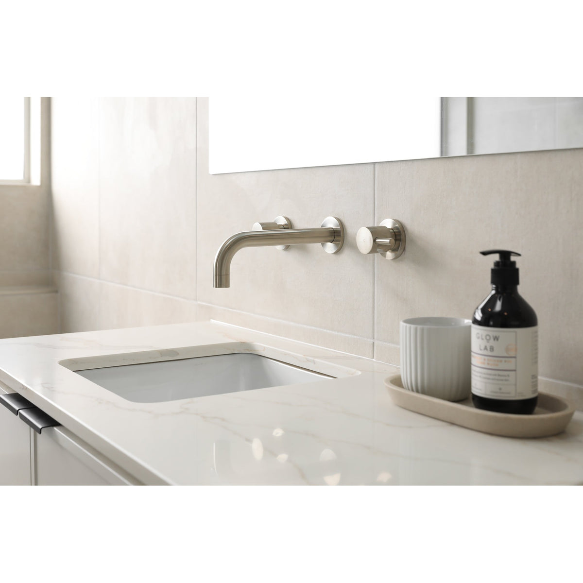 Round Quarter Turn Wall Top Assemblies - Brushed Nickel