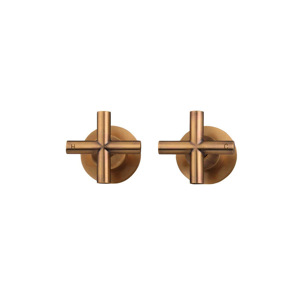 Cross Handle Jumper Valve Wall Top Assemblies - Lustre Bronze