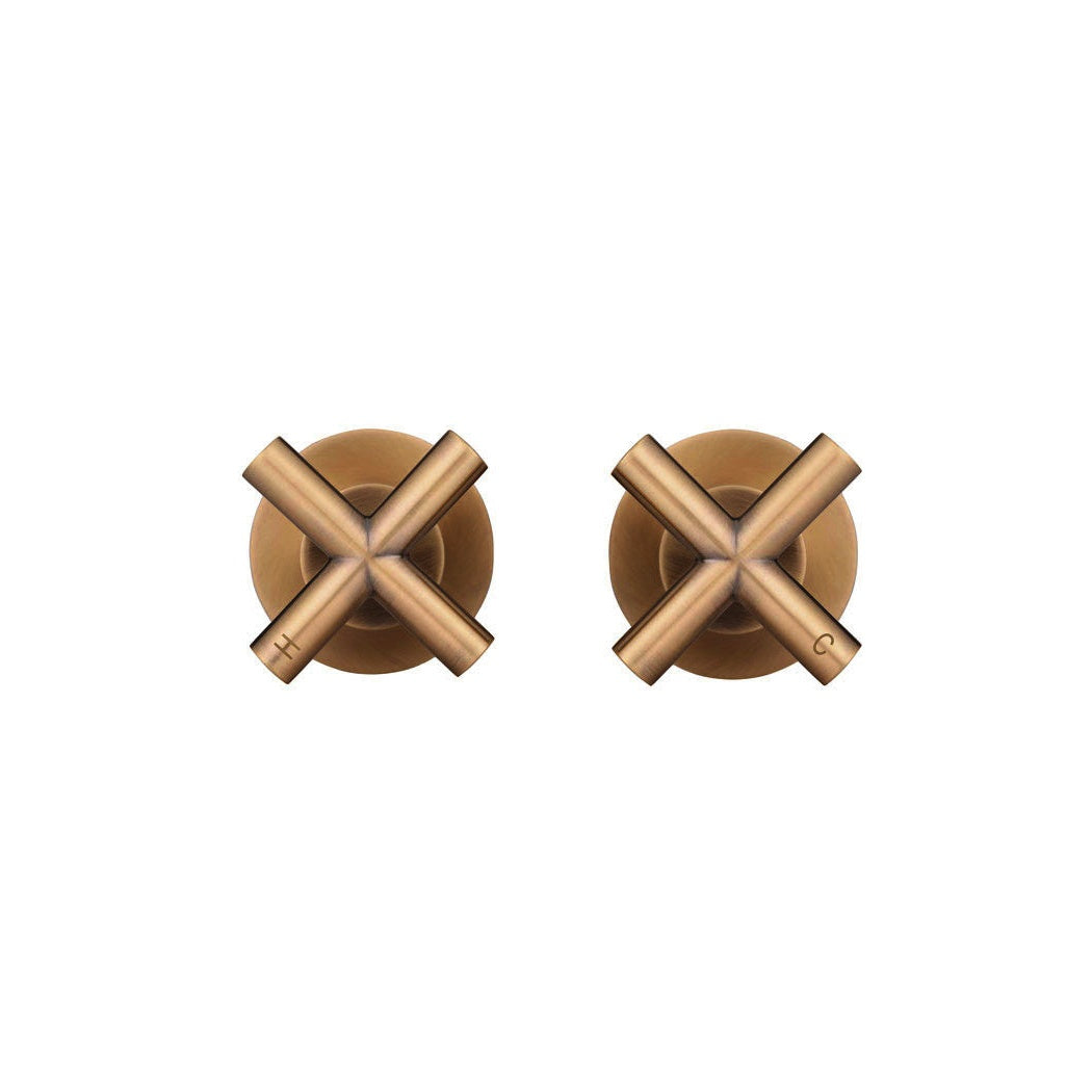 Cross Handle Jumper Valve Wall Top Assemblies - Lustre Bronze