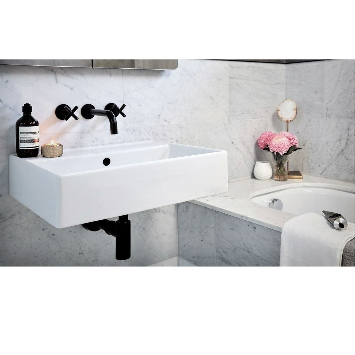 Cross Handle Jumper Valve Wall Top Assemblies - Matte Black