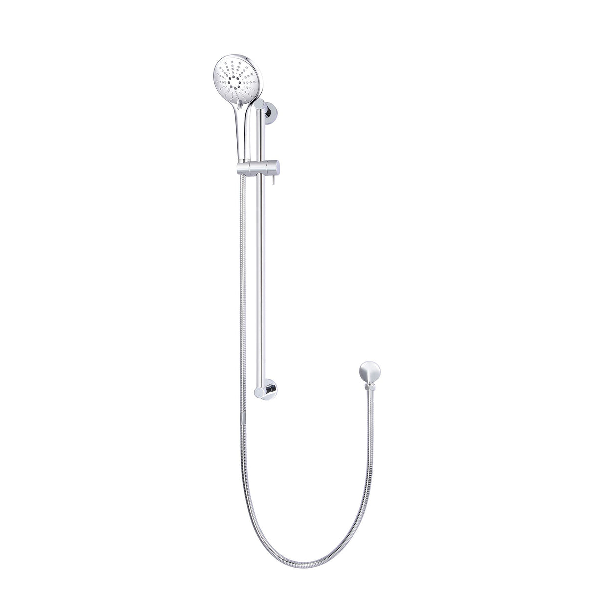 Round Three Function Hand Shower on Rail Column - side profile view