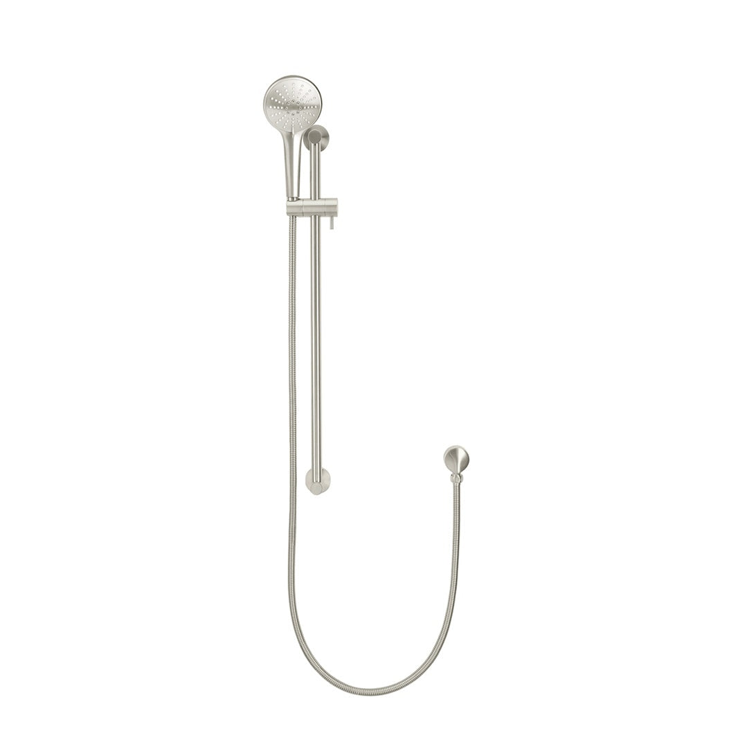 Round Three Function Hand Shower on Rail Column - Brushed Nickel