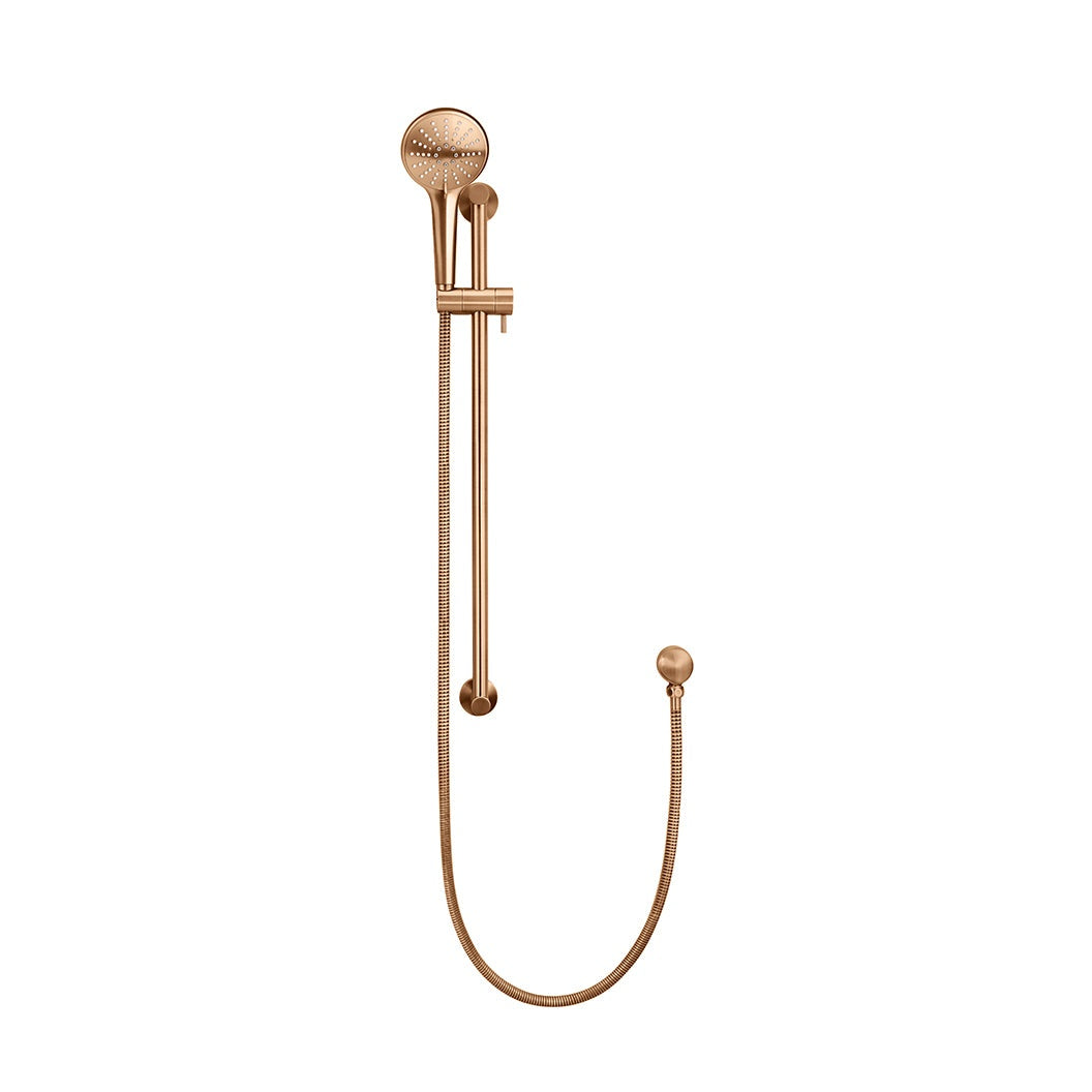 Round Three Function Hand Shower on Rail Column - Lustre Bronze