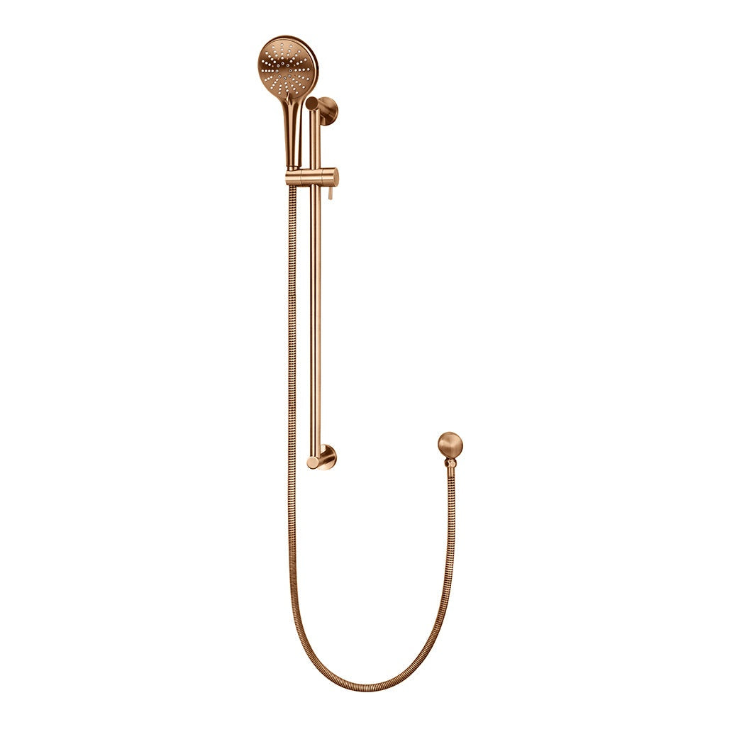Round Three Function Hand Shower on Rail Column - Lustre Bronze