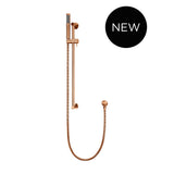 Round Hand Shower on Rail Column in Tiger Bronze - close-up detail view