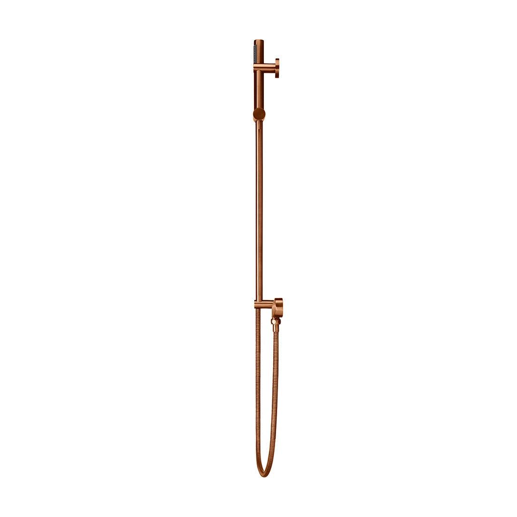 Round Hand Shower on Rail Column in Tiger Bronze - rear mounting detail