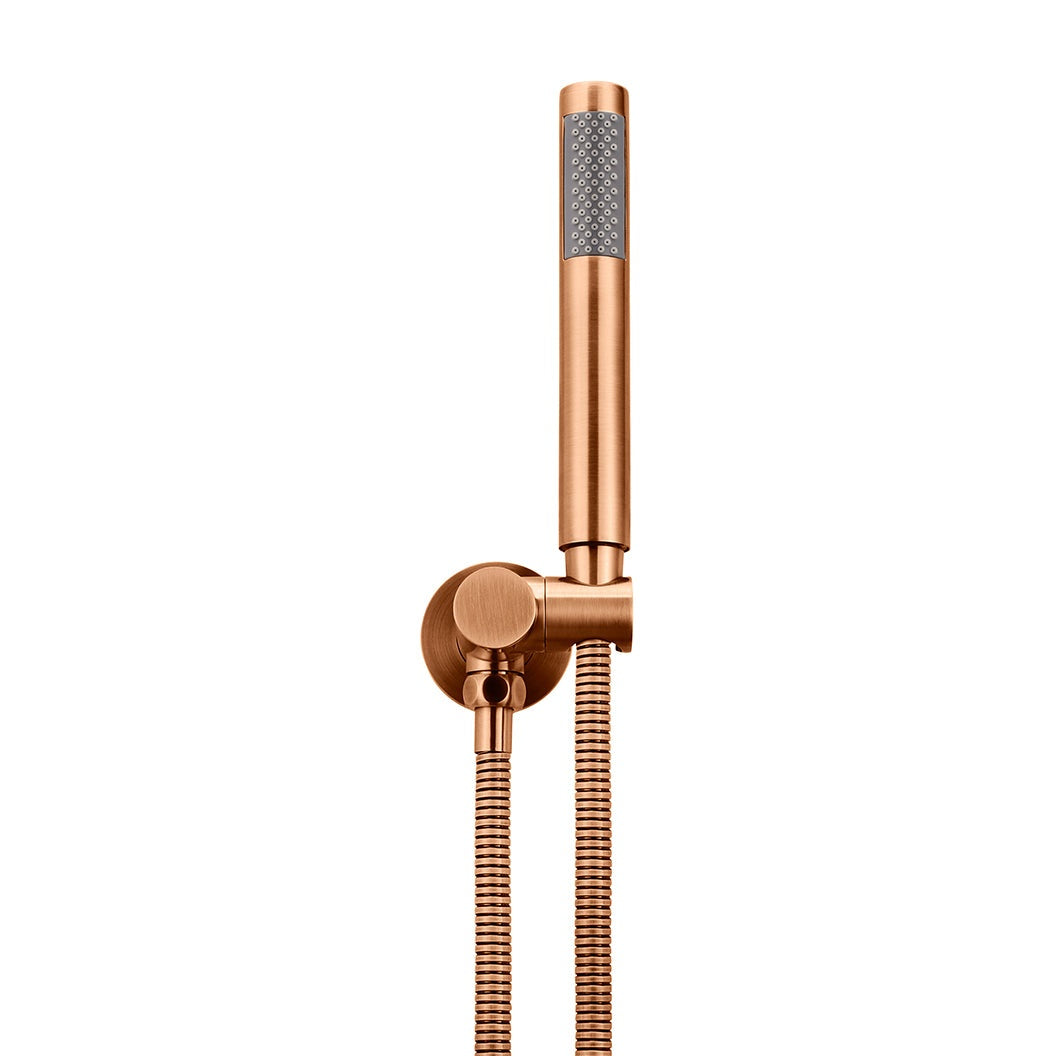 Round Shower on Bracket in Lustre Bronze - angled product view