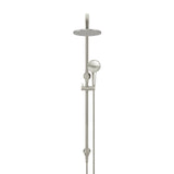 Round Combination Shower Rail 200mm Rose, Three Function Hand Shower - Brushed Nickel