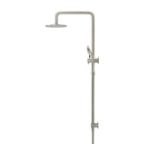 Round Combination Shower Rail 200mm Rose, Three Function Hand Shower - Brushed Nickel