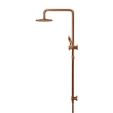 Round Combination Shower Rail 200mm Rose, Three Function Hand Shower - Lustre Bronze